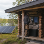Aurinkopaneelijärjestelmä suomalaisella off-grid-mökillä
